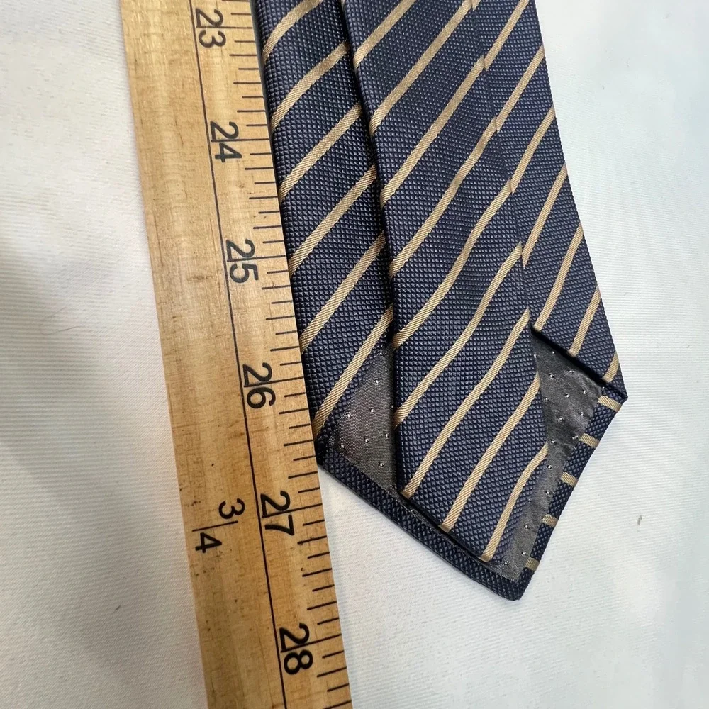 Gianfranco‎ Ferre Silk Tie Blue Gold Diagonal Stripe Made in Italy Mens Necktie